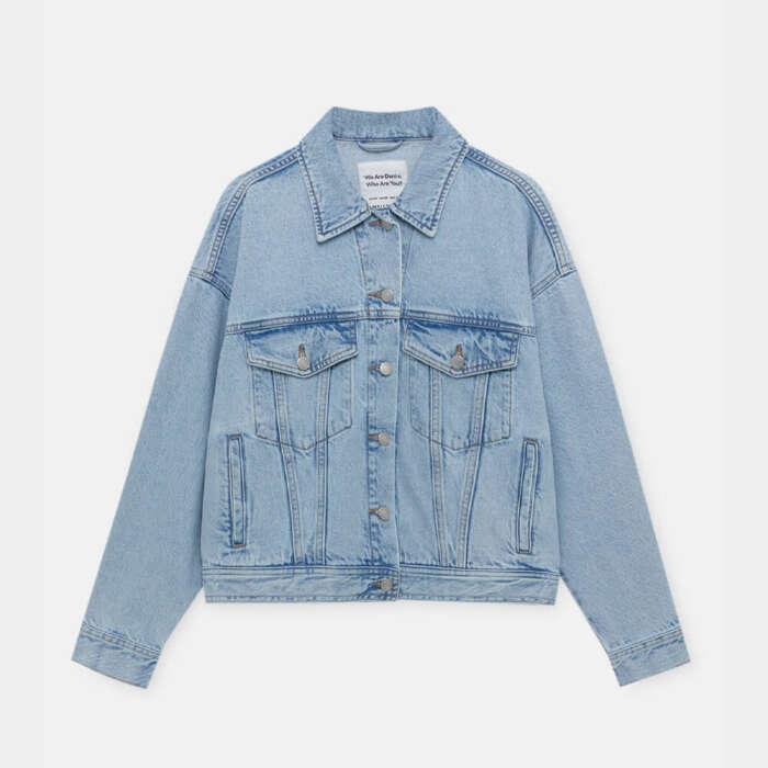 Drop-shoulder denim jacket